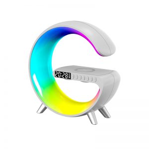 اسپیکر و ساعت زنگدار rgb دار و وایرلس شارژ speaker and alarm clock with rgb and wireless charging