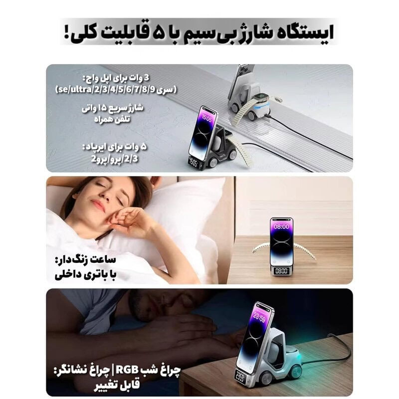 شارژر وایرلس 5 کاره طرح لیفتراک Recci