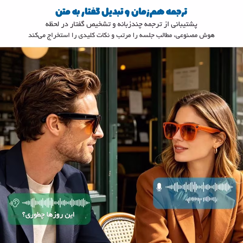 معرفی ترجمه همزمان و تبدیل گفتار به متن عینک XK One Pro هنگام گفتوگوی دو نفر