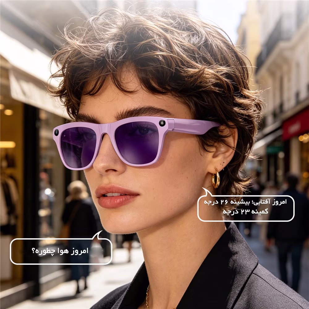 نمایش پرسش و پاسخ درباره وضعیت هوا با عینک هوشمند بنفش XK One Pro